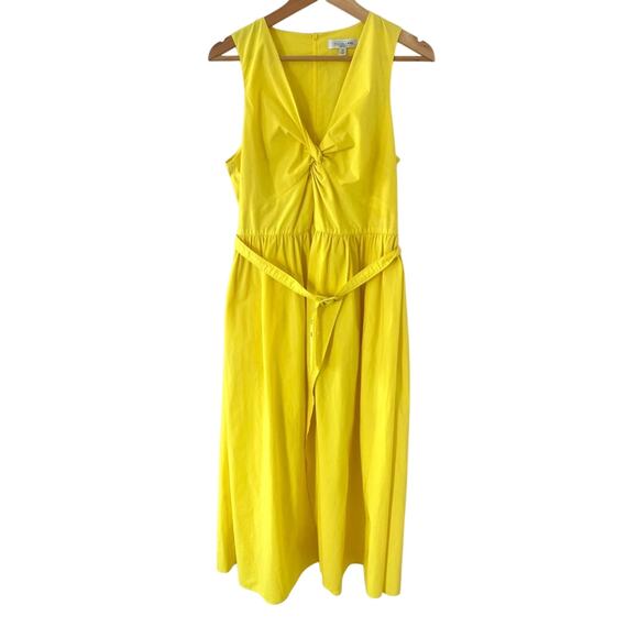 TOCCIN X RTR Twist Front Belted Midi Dress in Lemon Yellow Size 12 Gently Used - Picture 3 of 8